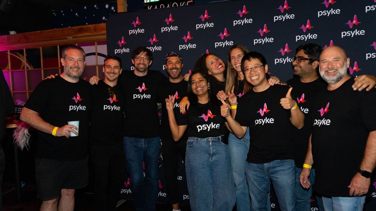 Adam with the Psyke team at the company launch event