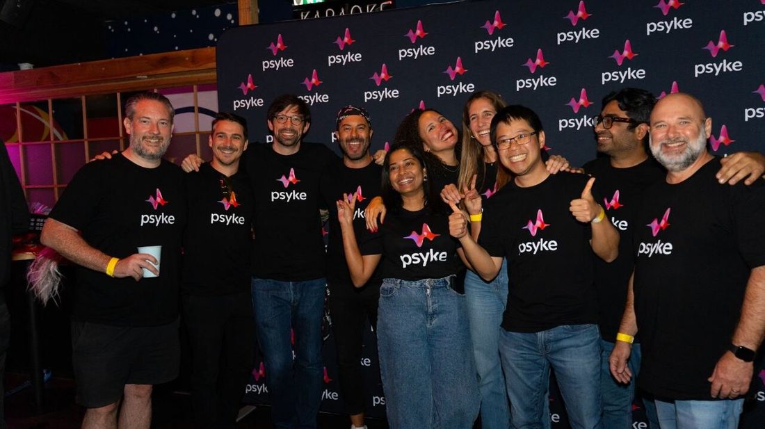 Adam with the Psyke team at the company launch event